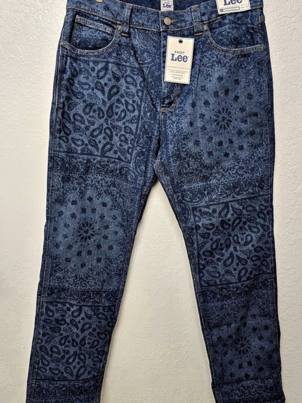 Lee Kacey Lee Men's Relaxed Straight Jeans Patterned Skinny Jeans Waist 10 Blue